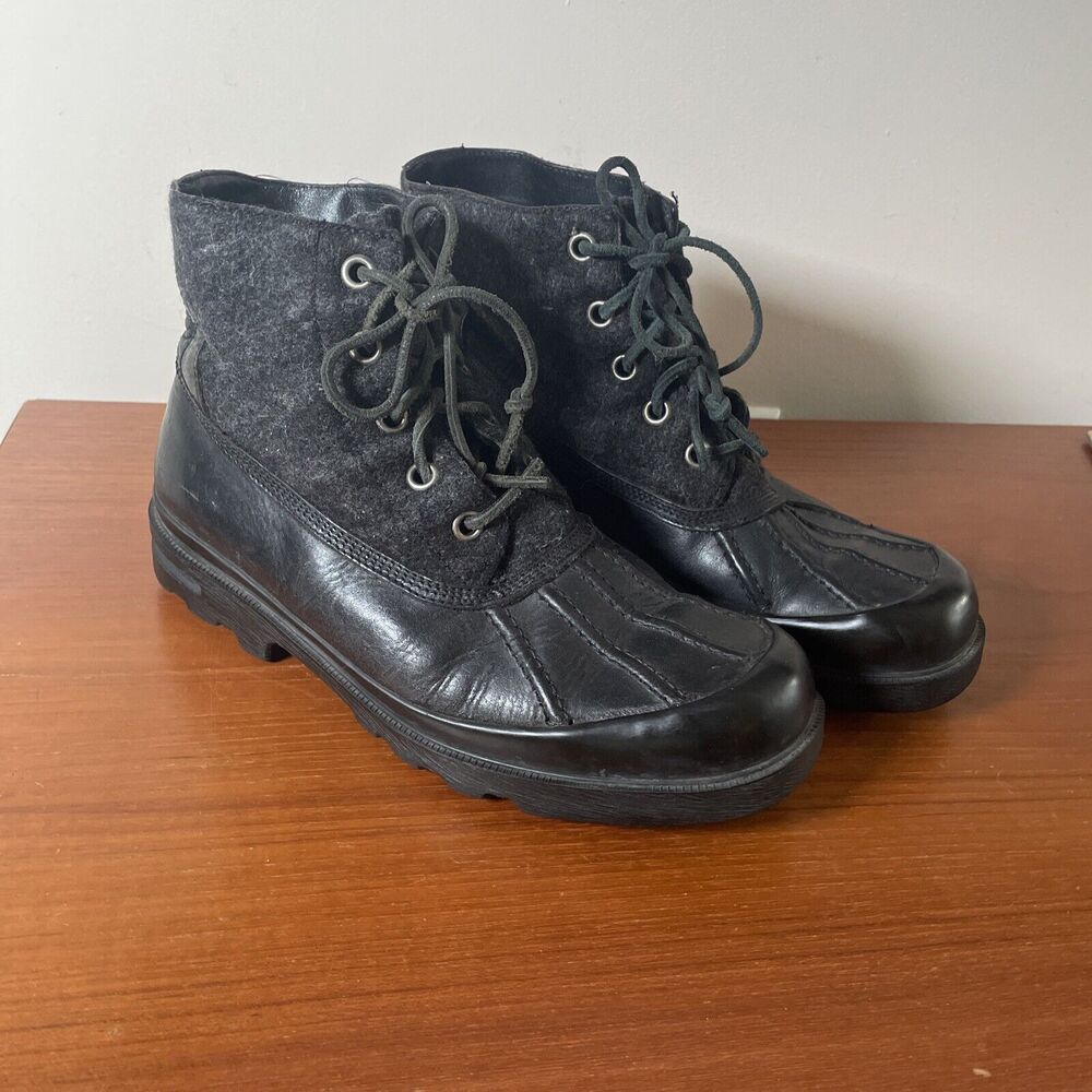 RALPH LAUREN BOOTS RARE $795 Duck Style  LEATHER ITALY Men’s 8 D Black